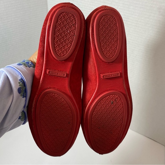 Tory Burch Women’s Minnie Travel Ballet Suede Flat Red Size 8.5 - Picture 8 of 10